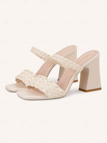 Wedding Vacation Women's Sandals Mules Braided Heeled Party