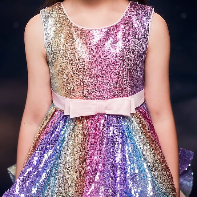 Party colour Kids Wedding Sequin Dress Girls' Sleeveless
