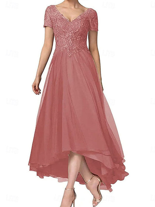 Mother Bride Asymmetrical the Elegant Neck V of Dress A-Line