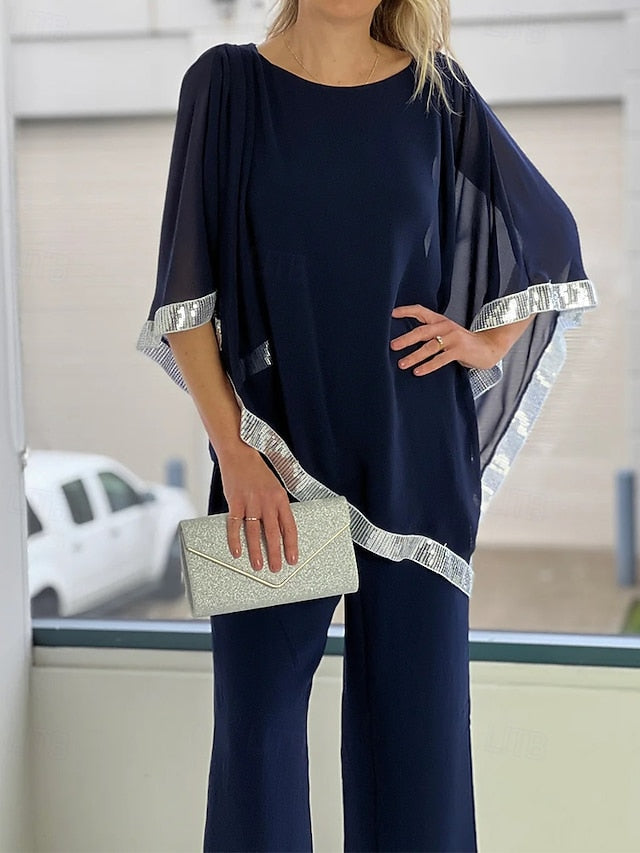 Mother Elegant Simple the Piece of Dress Bride Pantsuit Two