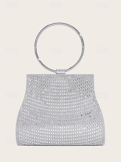 Gold Clutch Handle Elegant – Ring Evening Crystal with