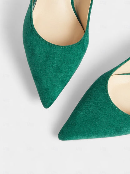 with Suede Kitten Women's Emerald Green Pointed-Toe Pumps