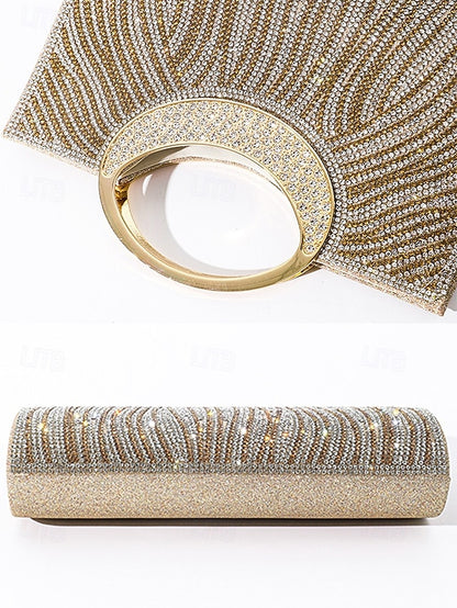 Women's Clutch Round Bag – Handle Rhinestone Evening with