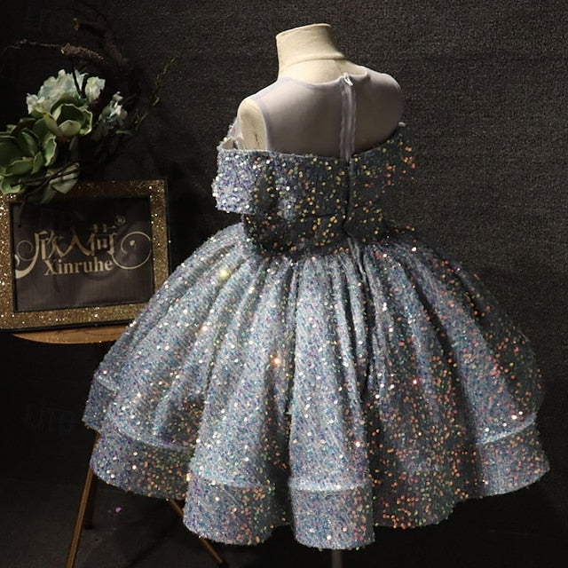 Short Dress Solid Color Sleeve Kids Girls' Party