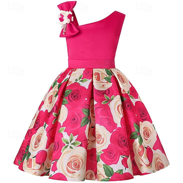 Dress 3D Girls' Sleeveless Easter Summer Party Flower