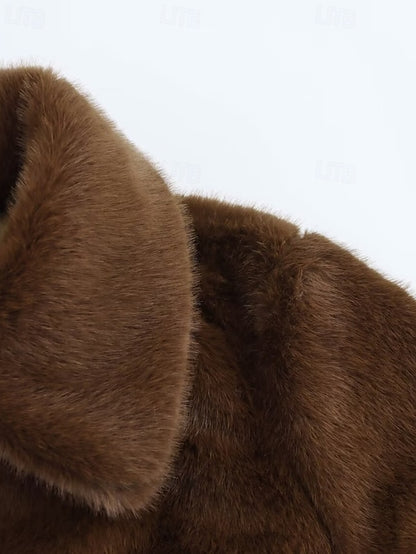 Comfortable Faux Warm Buttons Fur Women's Teddy Coat