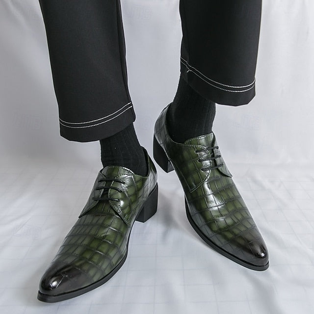 Pattern Faux Crocodile – Men's Red Shoes Leather