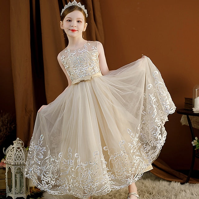 Girls' Christening Flower Kids Wedding Dress Sleeveless