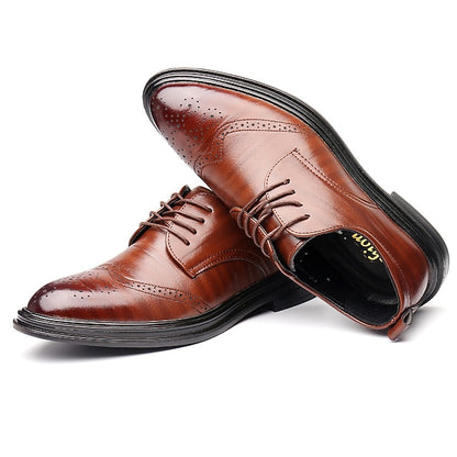 – Brown Shoes Leather Brogue Classic Faux Men's