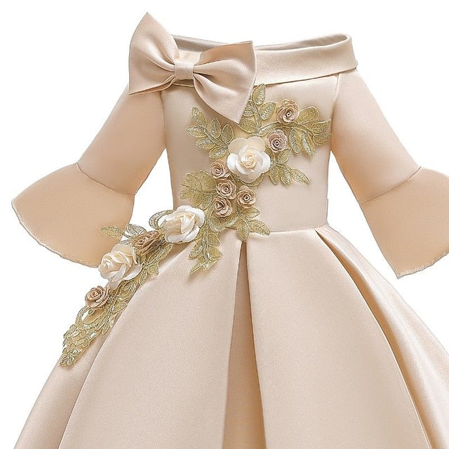 Dress Girls' 3/4 Formal Floral Sleeve Length Party Kids