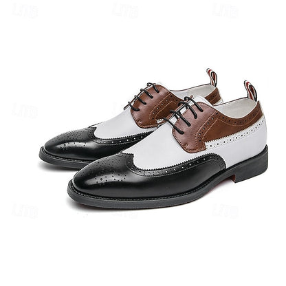 Shoes Tri-Color Brogue in Black Oxford Wingtip Men's