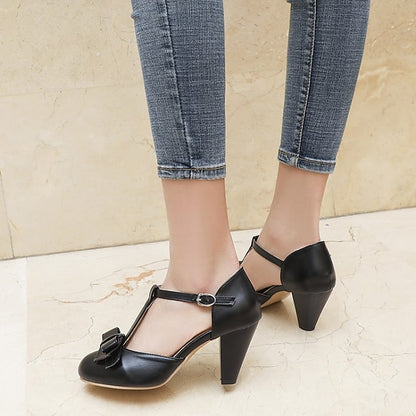 Heels Retro Green Chunky 1950s T-Strap Vintage Bow – Mint with