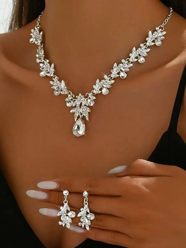 Rhinestone - Jewelry Set with Pendant Gold Women's Teardrop