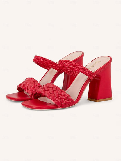 Wedding Vacation Women's Sandals Mules Braided Heeled Party