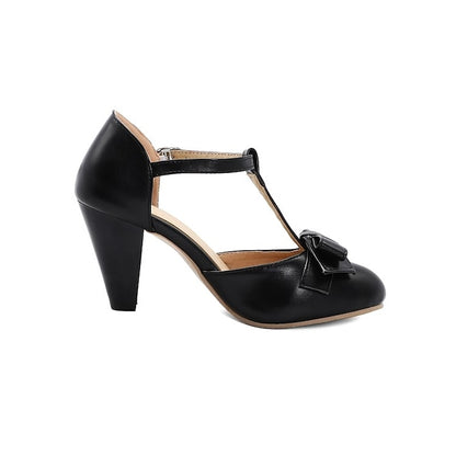 Heels Retro Green Chunky 1950s T-Strap Vintage Bow – Mint with