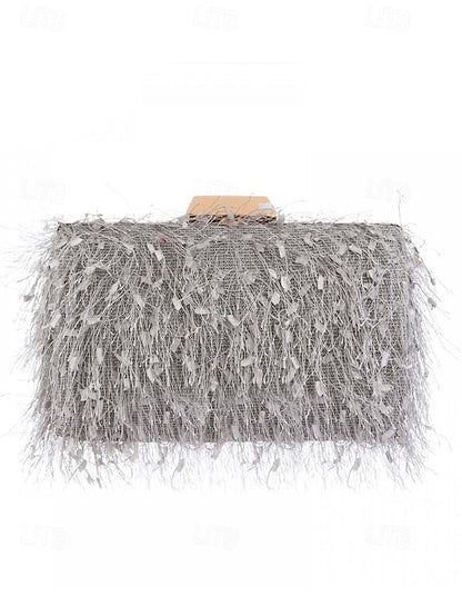 Women's Evening with Feathered Clutch Chic Strap Chain