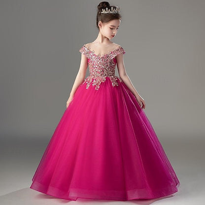 Short Color Girls' Dress Kids Solid Sleeve Party