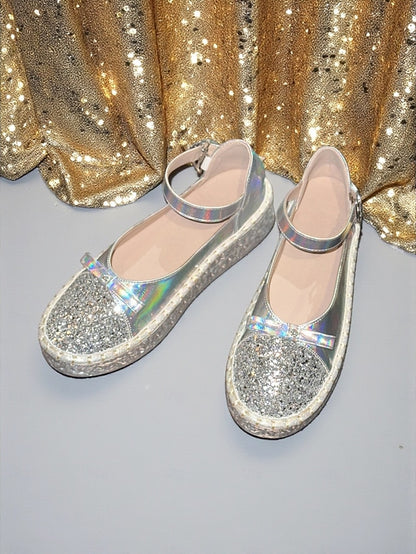 Holographic Jane Glitter Women's Mary Platform Shoes