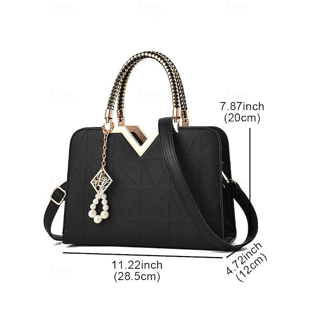 Handbag Faux with Elegant – Women's Pendant Pearl Leather