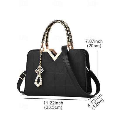 Handbag Faux with Elegant – Women's Pendant Pearl Leather