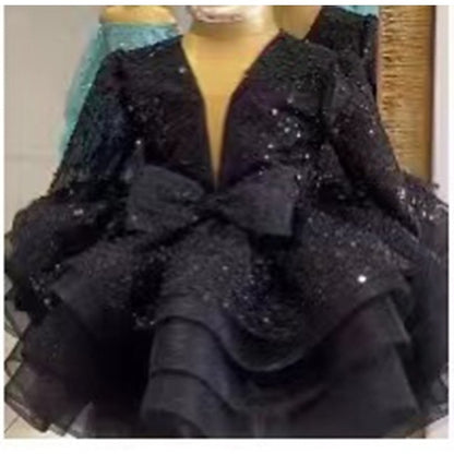 Girl Flower Long Girls' Dress Sequin Party Kids