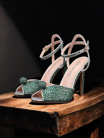 Stiletto with Women's Embellished Heel Rhinestone Sandals