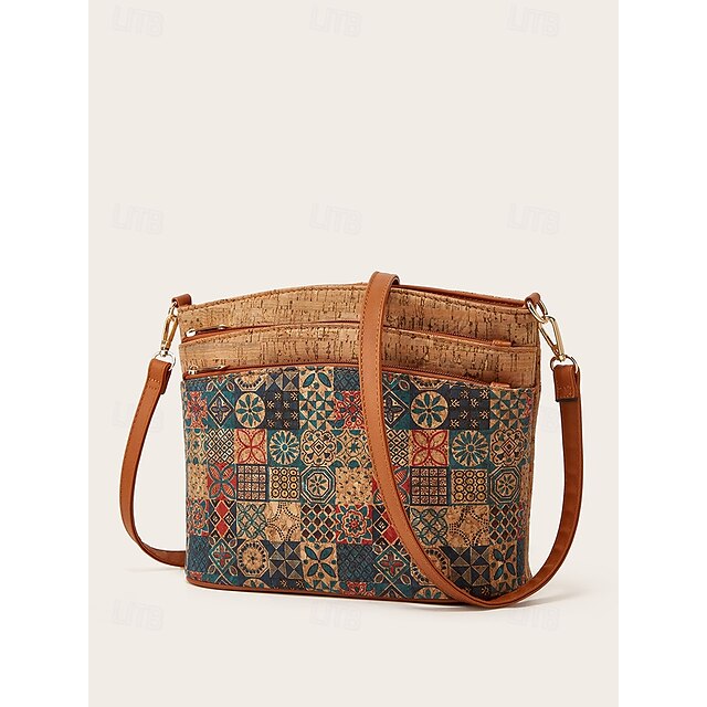 Geometric Patterns Vintage Boho Crossbody with - Lightweight Bag
