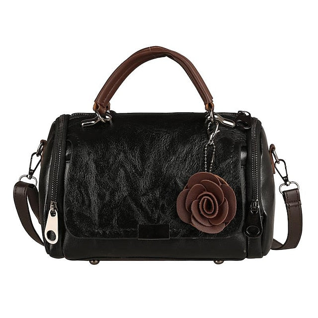 Handbag Vintage-Style Faux Leather Floral Women's with