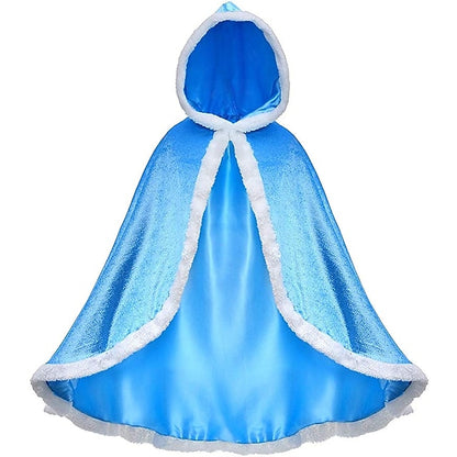 With Hooded Princess Cape Dress Cloak Set Elsa Crown Tulle