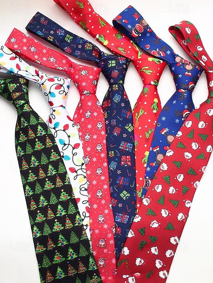 Tie Fun Christmas Men's and Polyester Silk Tree Santa –