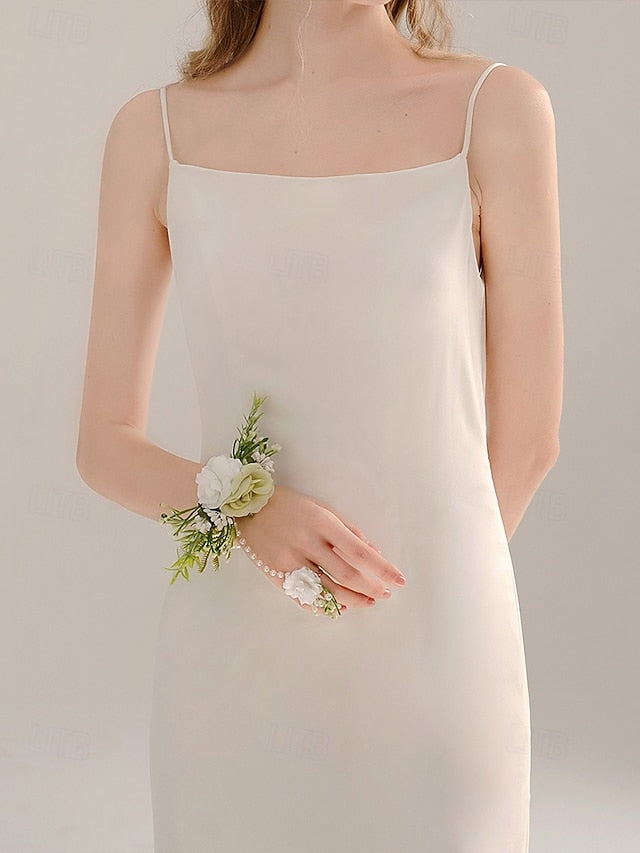 Pearls Floral Jewelry and – White Elegant with Hand Wrist Set