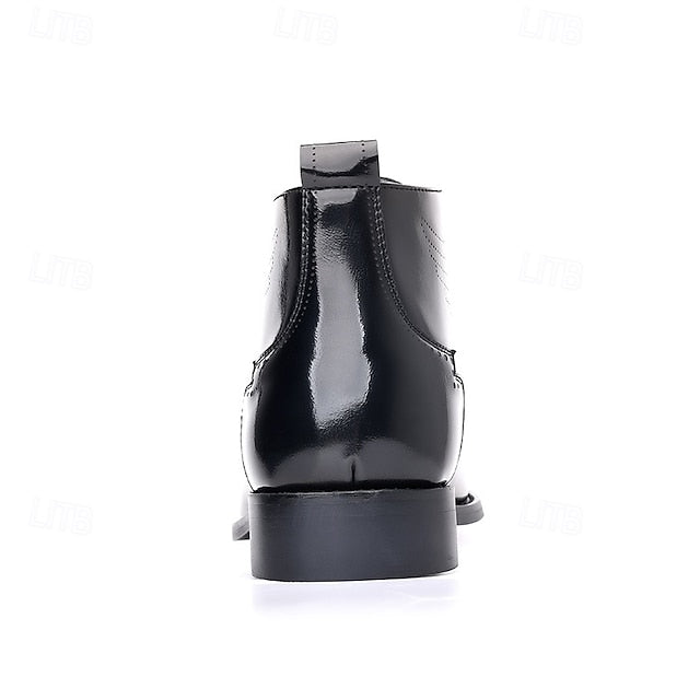 Leather Ankle Men's Faux Glossy Burgundy Wingtip Brogue