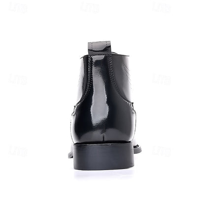 Leather Ankle Men's Faux Glossy Burgundy Wingtip Brogue