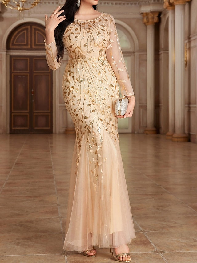 Dress Party Mother the Neck Floor Crew Bride of Elegant