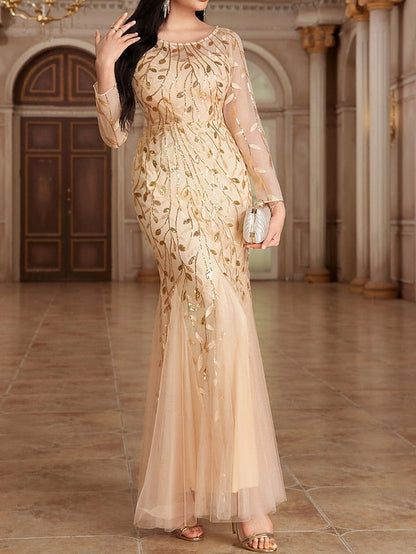 Dress Party Mother the Neck Floor Crew Bride of Elegant