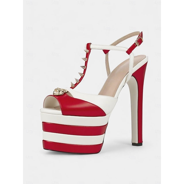 Platform High - Silver Gold Heels Edgy and Metallic Women's