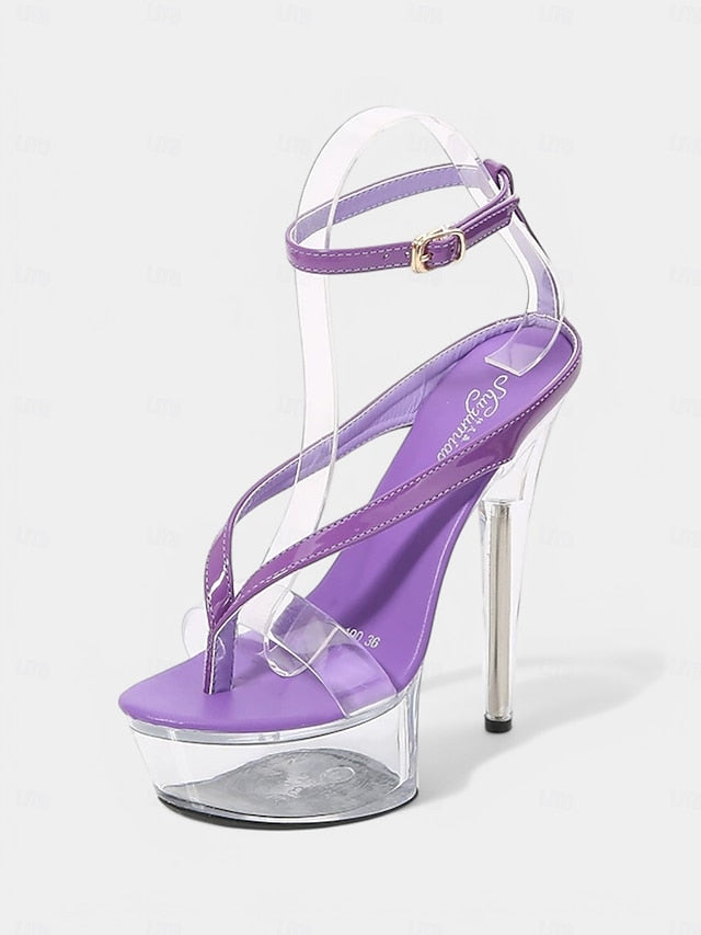 Sexy – Platform Nightclub Sandals Lavender Heel Clear
