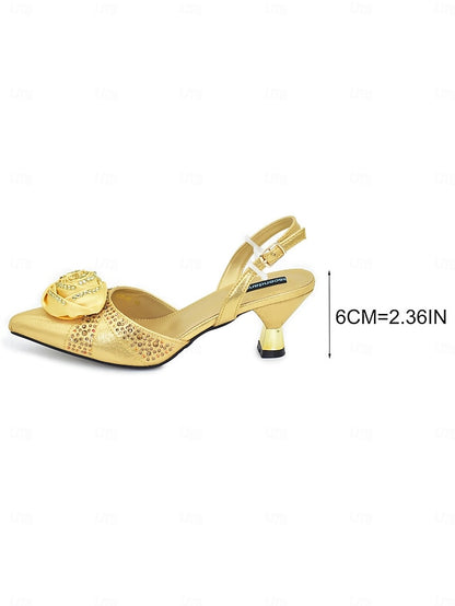 and Matching Women's Heels - Slingback Gold Set Clutch