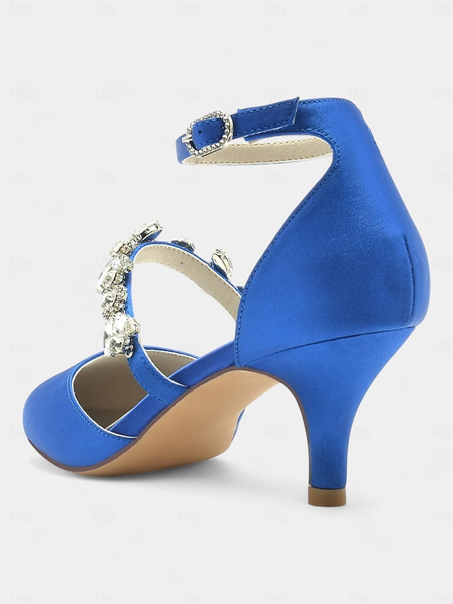 Embellishments Satin Rhinestone Heels Black with Women's -