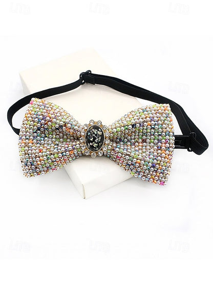 with Gemstone Strap Bow Men's Luxury Adjustable – Tie