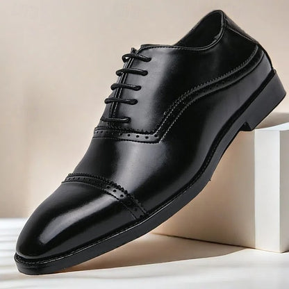 Leather Shoes Oxford Brown Faux Brogue Men's – Classic