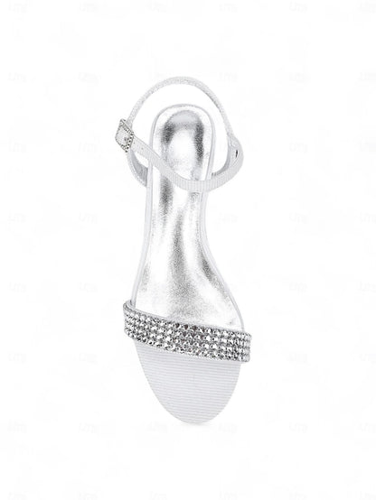 Open - Rhinestone Sandals Champagne Wedge Toe Women's