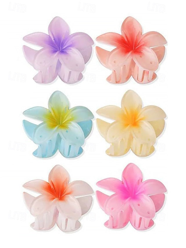 6PCS Hair Tropical Resin – Clips Plumeria Hawaiian Flower