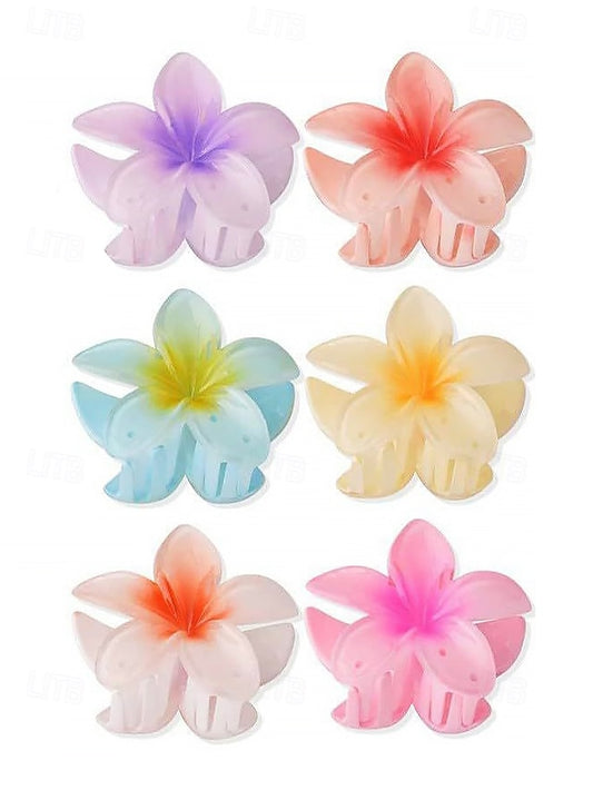 6PCS Hair Tropical Resin – Clips Plumeria Hawaiian Flower