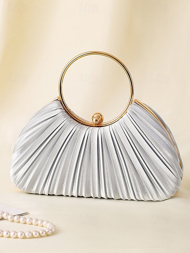 Ring Clutch Pleated - with Handle Elegant Gold Velvet Green