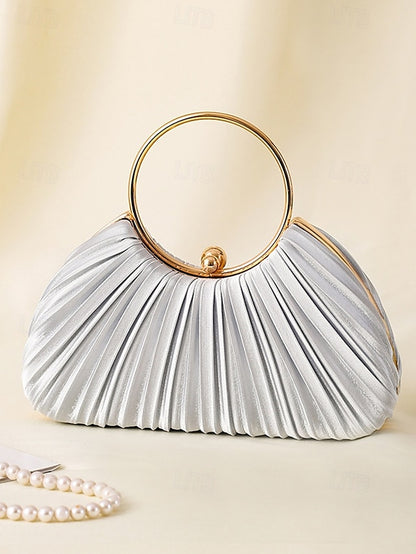 Ring Clutch Pleated - with Handle Elegant Gold Velvet Green