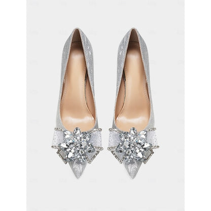 Shoes High – for Glitter Heels Wedding Sparkling Women Silver