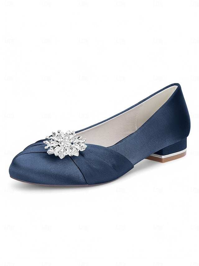 Flats Crystal Satin Elegant Women's White Wedding –