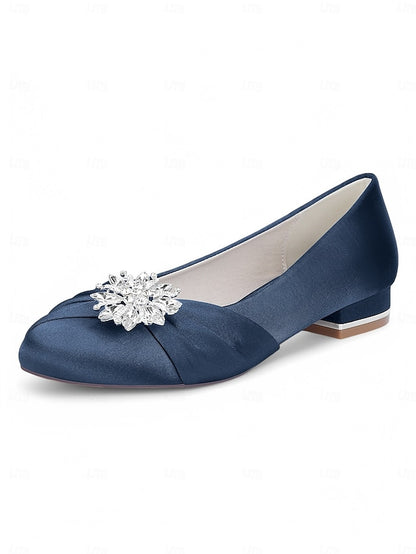 Flats Crystal Satin Elegant Women's White Wedding –