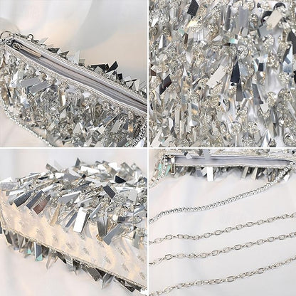 Sparkling Crystal Evening and Fringe with Black Clutch Luxurious